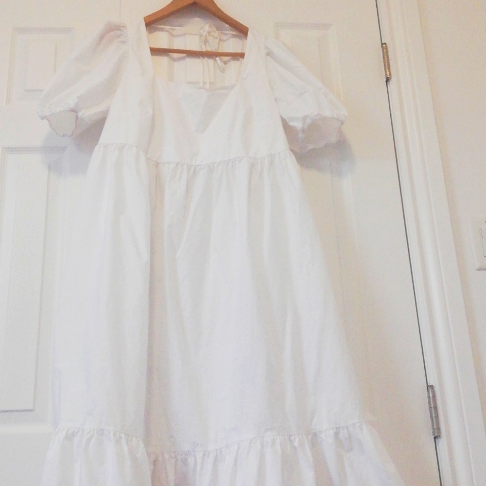 White maxi peasant H&M dress